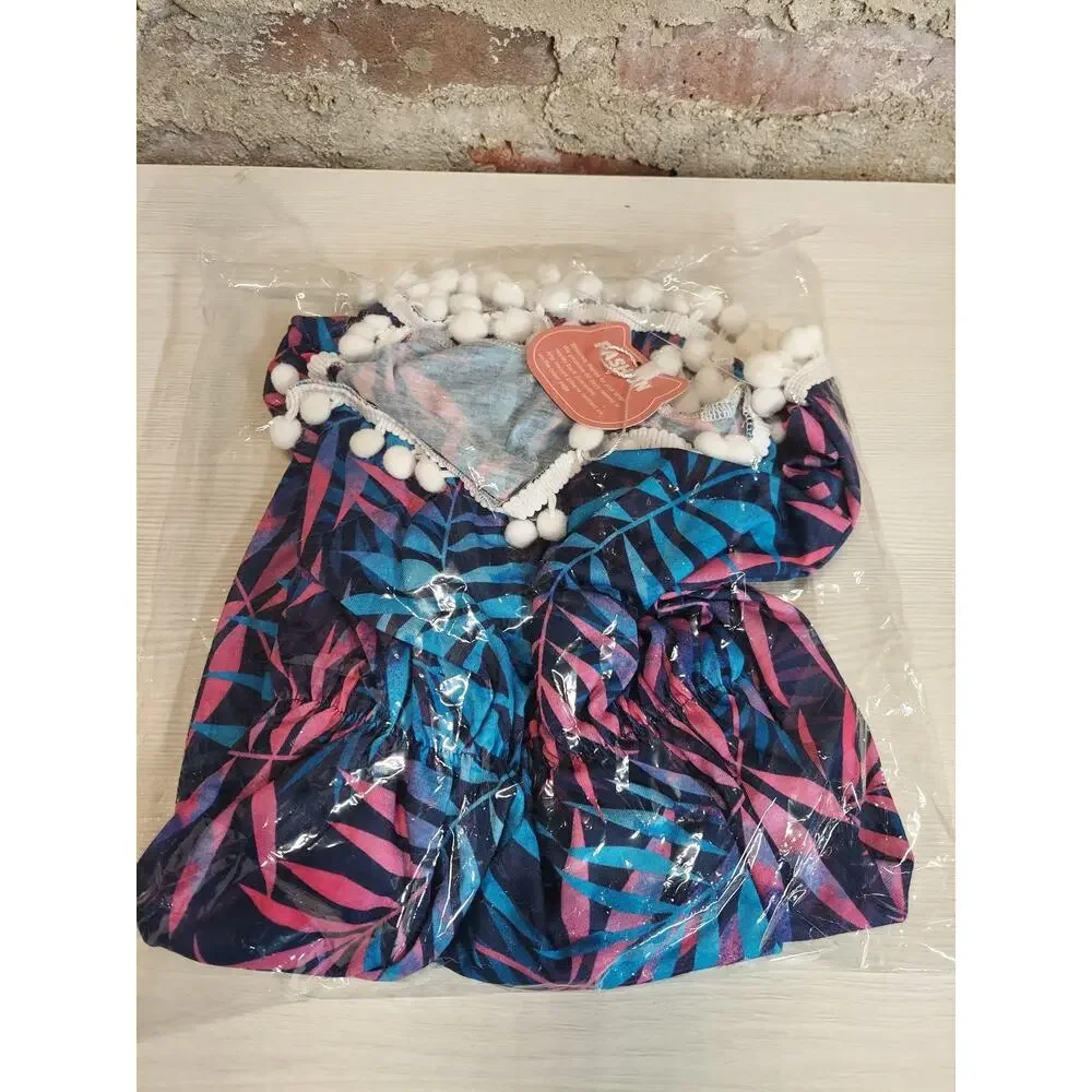 Nakamo Girls Kaftan Beach Cover Up Swim Dress Size 5/6 Multicolor Tropical Leaf
